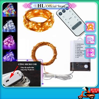 Đèn led đom đóm fairylight dùng Pin – có REMOTE điều khiển 8 kiểu nháy  – dùng pin AA hoặc Micro USB