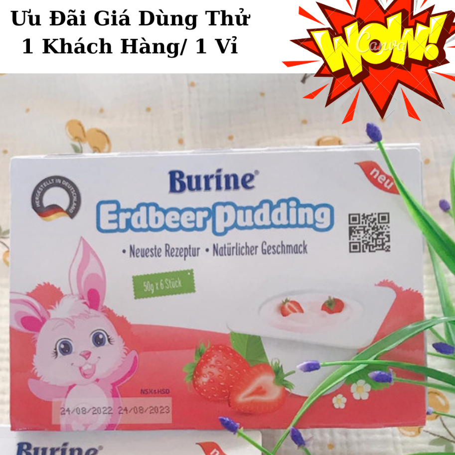 Cháo sữa Burine HiPP ăn dặm Pudding Dâu cung cấp Vitamin, Dưỡng Chất, Bổ Sung Năng Lượng Date 07/2024 - Thu Vỏ Giấy