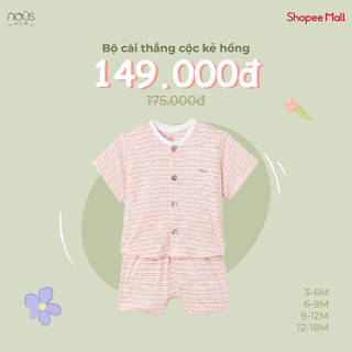 Bộ quần áo cài thẳng cộc Nous kẻ caro nhiều màu sắc chất liệu Nu doux, petit từ 3-6 tháng đến 12-18 tháng