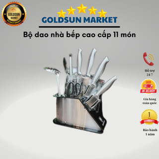 Bộ dao nhà bếp Kaisa Villa KV9904 inox cao cấp 11 món chống gỉ, sắc bén, siêu bền, kèm giá đỡ