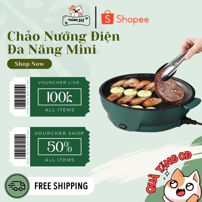 Chảo Nướng Điện đa năng mini - Chống dính tốt - Công Suất 600W