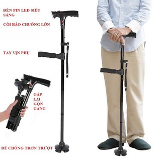 Gậy chống cho người già, gậy chống trượt, gậy batoong, kết hợp đèn pin và tay vịn phụ.