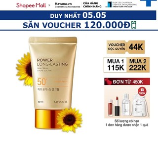 Kem chống nắng trang điểm The Face Shop dưỡng da lâu trôi Power Long Lasting SPF50+ PA+++ 50ml