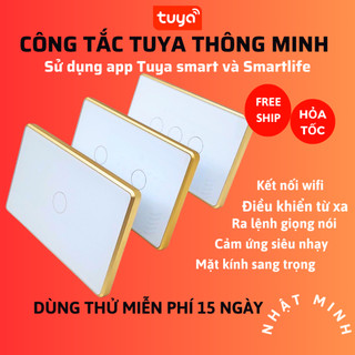 Công Tắc Thông Minh Wifi Tuya Smartlife 1,2,3,4 Nút Có RF433 Cảm Ứng, Công Tắc Wifi Điều Khiển Từ Xa Cao Cấp Chữ Nhật
