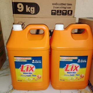 Combo 2 can nước giặt lix đậm đặc hương nước hoa 9kg/1 can