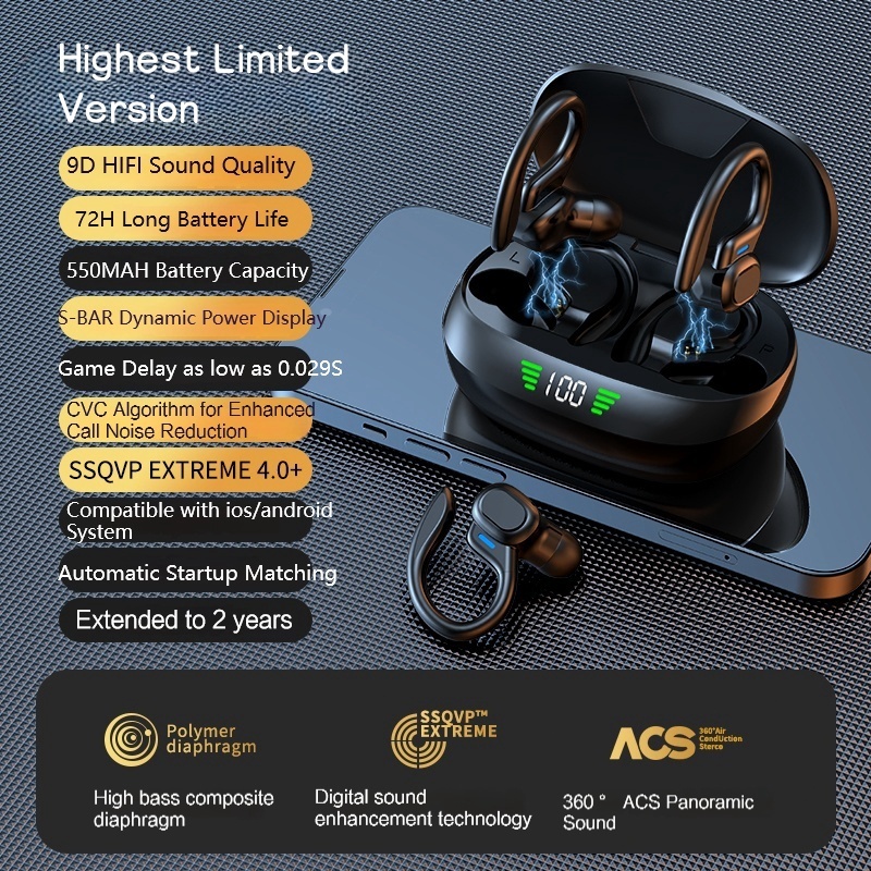 [Đặc biệt dành cho thể thao] Tai nghe Bluetooth không dây chính hãng tai nghe Bluetooth thể thao chống nước khử tiếng ồn | BigBuy360 - bigbuy360.vn