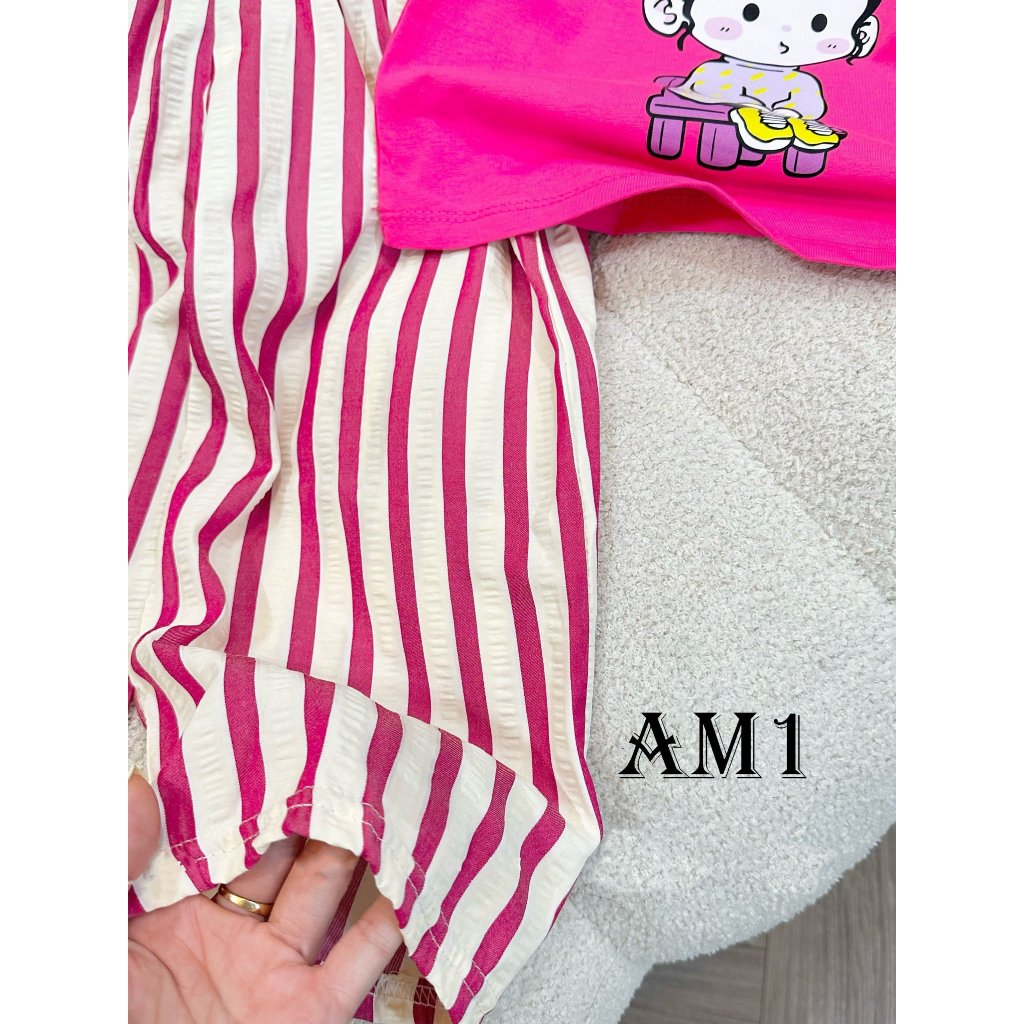 Bộ quần áo bé gái hình gấu xinh xắn TB156 TB320 TN321 Quần kẻ TB441 TN442 và Áo cộc tay bé gái TB443 TN444