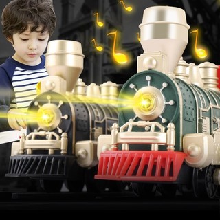 Xe lửa đồ chơi ông già Noel có còi tàu hỏa và đèn nhạc như thật cho bé kèm đường ray hộp đẹp, quà giáng sinh cho bé