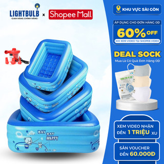 Bể Bơi Phao Lightbulb Cho Bé, Hồ Bơi 3 Tầng Bơm Hơi Tại Nhà Nhiều Kích Thước Đấy Chống Trượt Tặng Kèm Bơm Điện 2 Chiều
