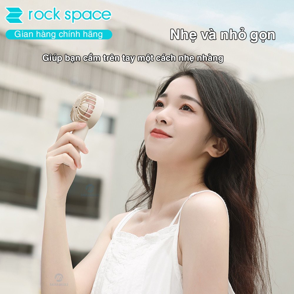 Quạt mini cầm tay sạc tích điện Rockspace tiện lợi nhỏ gọn dung lượng pin 1800mAh Hàng chính hãng bảo hành 12 tháng