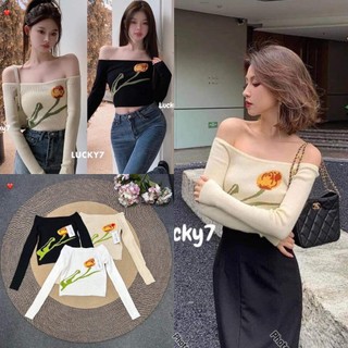 Áo Thun Gân Tăm Trễ Vai Dài Tay - Phong Cách Thời Trang TTSLC0240