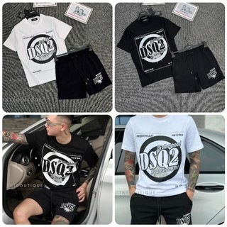 Bộ quần áo nam dis que in logo mix khung tròn - bộ hè nam in logo cao cấp