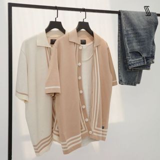 Áo sơ mi cổ đức tay ngắn nam SSSTUTTER len lông thỏ tháng mát BUTTON POLO