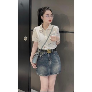 Áo polo nữ ngắn tay in chữ ký Tom 2 màu