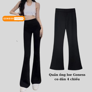 Quần ống loe Goness suông rộng dài cạp cao dáng xuông vải cotton co dãn 4 chiều phong cách Hàn Quốc