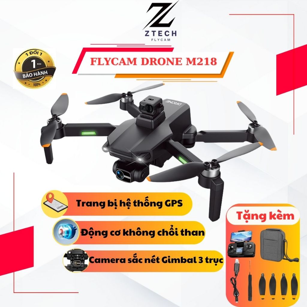 Flycam Drone mini M218 định vị GPS cao cấp Camera 4K HD Gimbal chống rung 3 trục Pin 7.4v 3000mAh