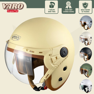 Mũ bảo hiểm 3/4 VARO kính 368K viền nâu lót nâu thoáng khí kính chống chói chống tia uv
