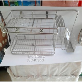Kệ úp chén inox treo tường 2 tầng