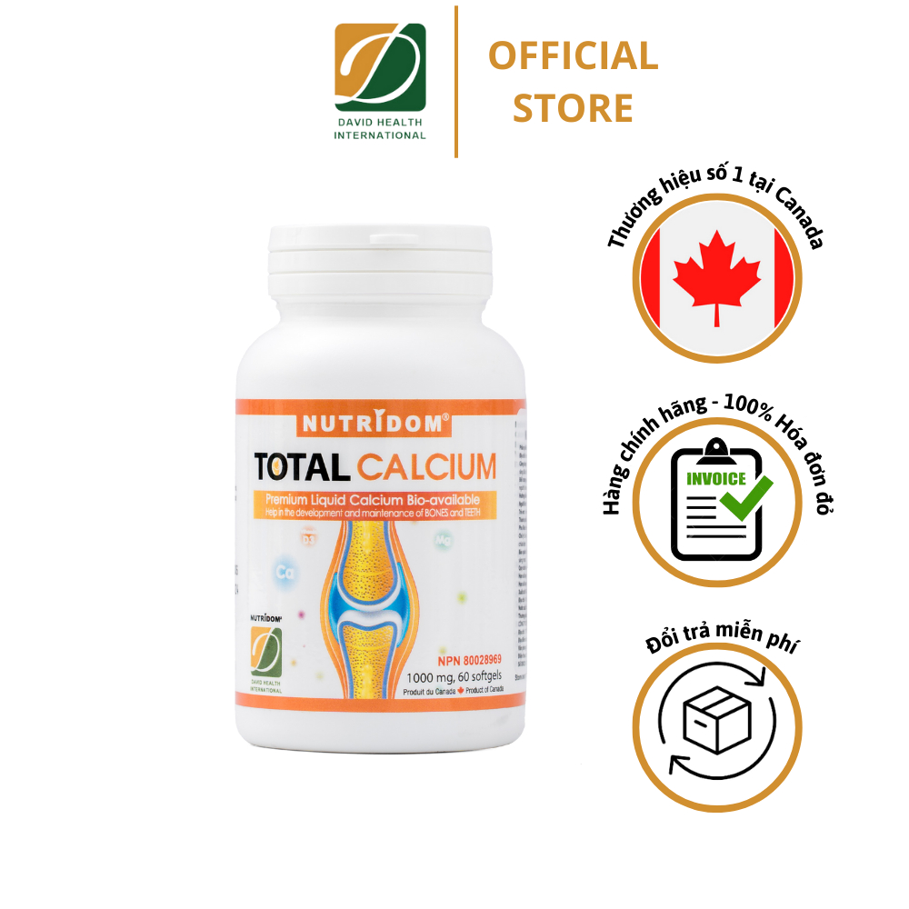 Canxi Tổng Hợp Nutridom Total Calcium David Health Hỗ Trợ Giảm Nguy Cơ Loãng Xương 60 Viên