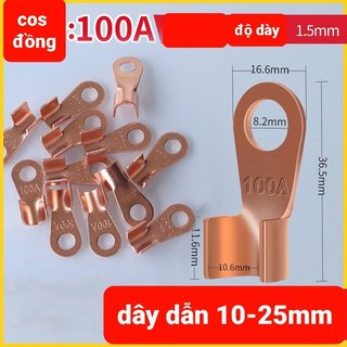 Đầu cos đồng nguyên chất ot-5a, 10a, 20a, 30a, 40a, 50a, 60a, 80a, 100a, 150a, 200a lọai dày