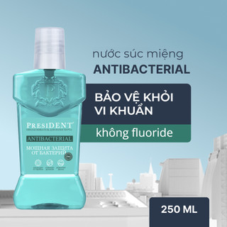 Nước súc miệng President Antibacterial - Kháng khuẩn, ngừa sâu răng, tăng cường nướu răng. Cho hơi thở thơm mát