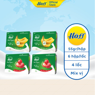 Combo sữa chua trẻ em Hoff ORGANIC 2 vị cho bé từ 6 tháng tuổi bổ sung vitamin D3 18 axit amin 4 LỐC (24 hộp x 55g)