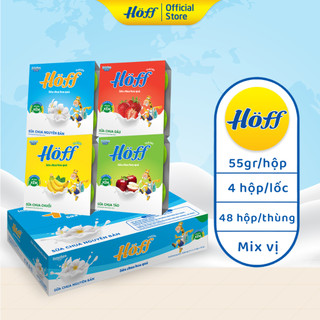 Combo sữa chua trẻ em Hoff 4 vị cho bé từ 6 tháng tuổi bổ sung men lợi khuẩn tốt cho tiêu hóa 1 THÙNG (48hộp x 55g)