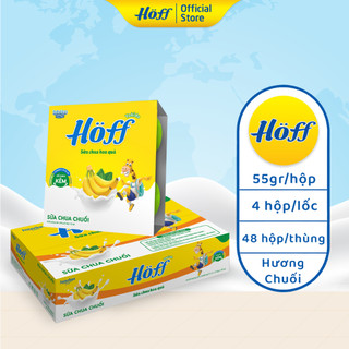Sữa chua trẻ em Hoff vị CHUỐI cho bé từ 6 tháng tuổi bổ sung men lợi khuẩn 1 THÙNG (48 hộp x 55g)