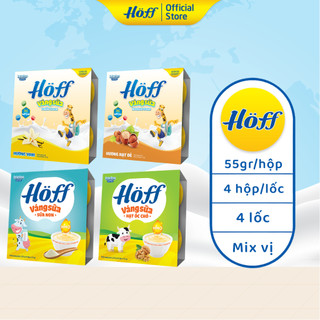 Combo váng sữa trẻ em Hoff 4 vị cho bé từ 6 tháng tuổi bổ sung protein canxi DHA sữa non Colostrum 4 LỐC (16 hộp x 55g)