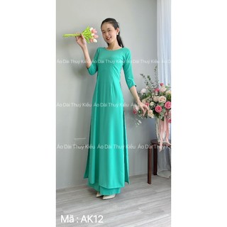 Áo dài Thúy Kiều trơn lụa Nhật màu xanh ngọc AK2