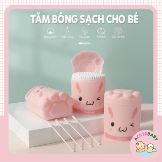 Tăm bông trẻ em cho bé dạng gói Fanni mềm mịn, tăm bông hộp hình lợn Kichilchi cho bé Acutebaby