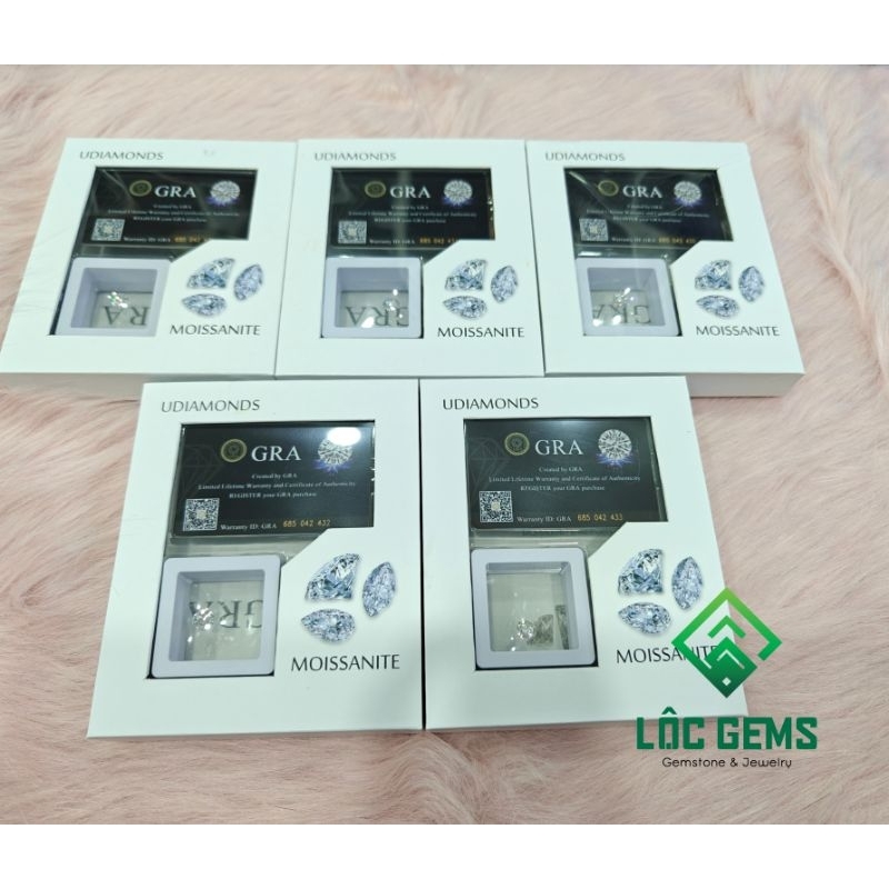 (7.0 - 12.0mm) Kim cương Moissanite nước D/FL loại Xuất Khẩu (1), Giấy kiểm định GRA - C&C, Hàng Mỹ USA.