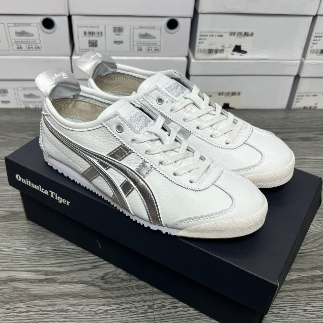 [kem sneaker] Giày Thể Thao Onitsuka_tiger Trắng Vạch Bạc Nam Nữ