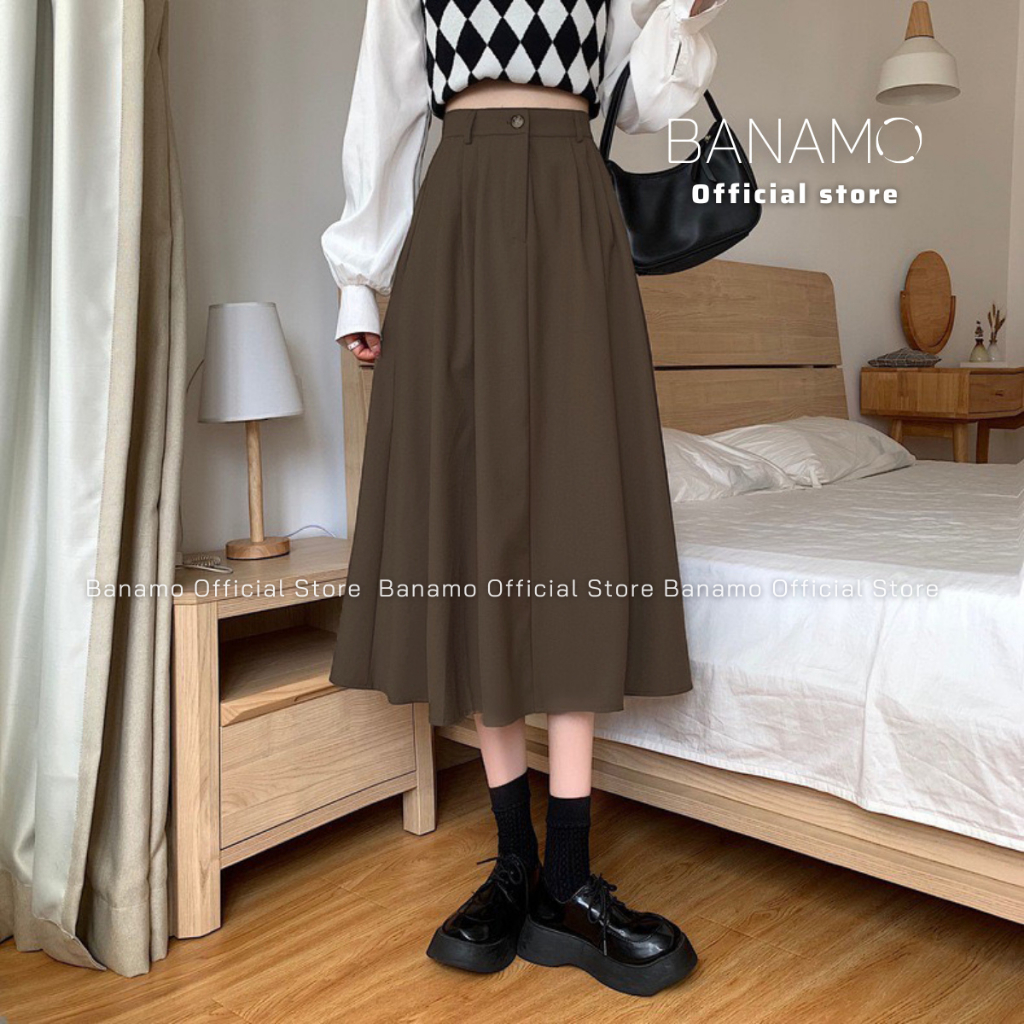 Chân váy Bigsize Banamo Fashion chân váy kaki dáng dài cạp cao cài khuy có chun sau 587 | BigBuy360 - bigbuy360.vn