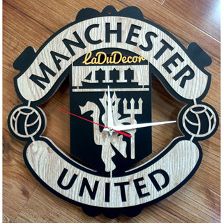 [Tặng Pin] Đồng Hồ Gỗ Treo Tường Hình Logo CLB Manchester United (MU) Rất Sống Đông