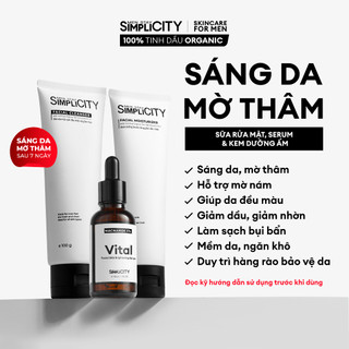 Bộ sản phẩm chăm sóc da nam sáng da mờ thâm sạm toàn diện Men Stay Simplicity Brightening Trio