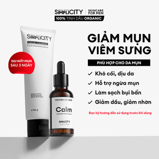 Bộ sản phẩm chăm sóc da nam giảm mụn viêm sưng Men Stay Simplicity Acne Relief Duo