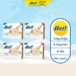 Cháo sữa trẻ em Hoff  YẾN MẠCH cho bé từ 6 tháng tuổi bổ sung canxi và chất xơ 4 LỐC (24 hộp x 55g)