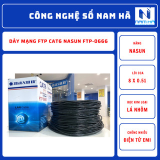 Dây mạng ftp cat6 nasun ftp-0666 được bọc bằng lớp lá kim loại nhôm để chống nhiễu, hàng chuẩn 305m