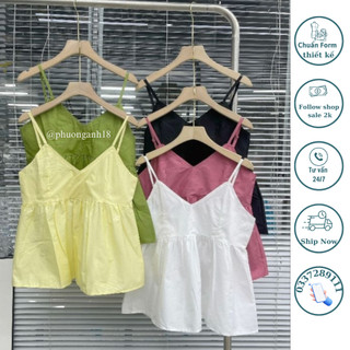 Áo 2 dây camisole xẻ ngực tiểu thư phong cách sexy,A3395