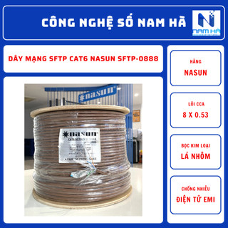 Dây mạng sftp cat6 nasun sftp-0888 bọc lớp lá kim loại nhôm và lưới kim loại bện chặt để chống nhiễu điện tử emi 305m