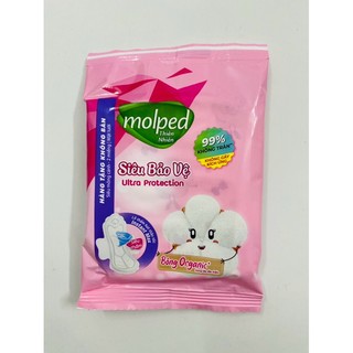 Gói 2 miếng băng vệ sinh molped 23cm, có cánh, mặt lưới, bông Organic
