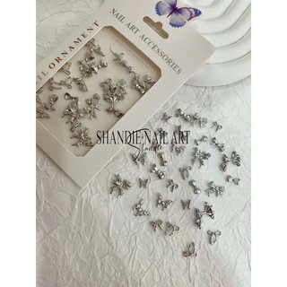 Set charm nơ mix kim loại đính nail