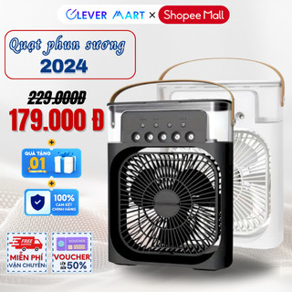 Quạt Phun Sương Mini Làm Mát, 3 Chế Độ, 600Ml Có Chế Độ Hẹn Giờ , Quạt Điều Hoà Thông Minh Tích Hợp Đèn Led