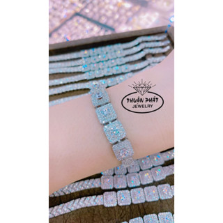  Phụ Kiện Lắc Tay Nữ Bản Vuông Full Tấm Với viên Chủ 5li Cz Đeo Tiệc Sang Trọng Trang Sức Bạc Xi Bạch Kim L061 Đeo Tay 