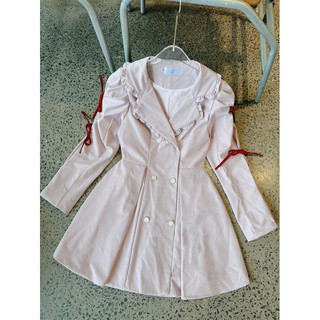 Đầm vest hồng tay dài nơ