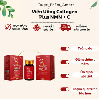 Viên Uống Collagen Plus NMN + C trắng da giảm nám mờ nhăn chống lão hoá