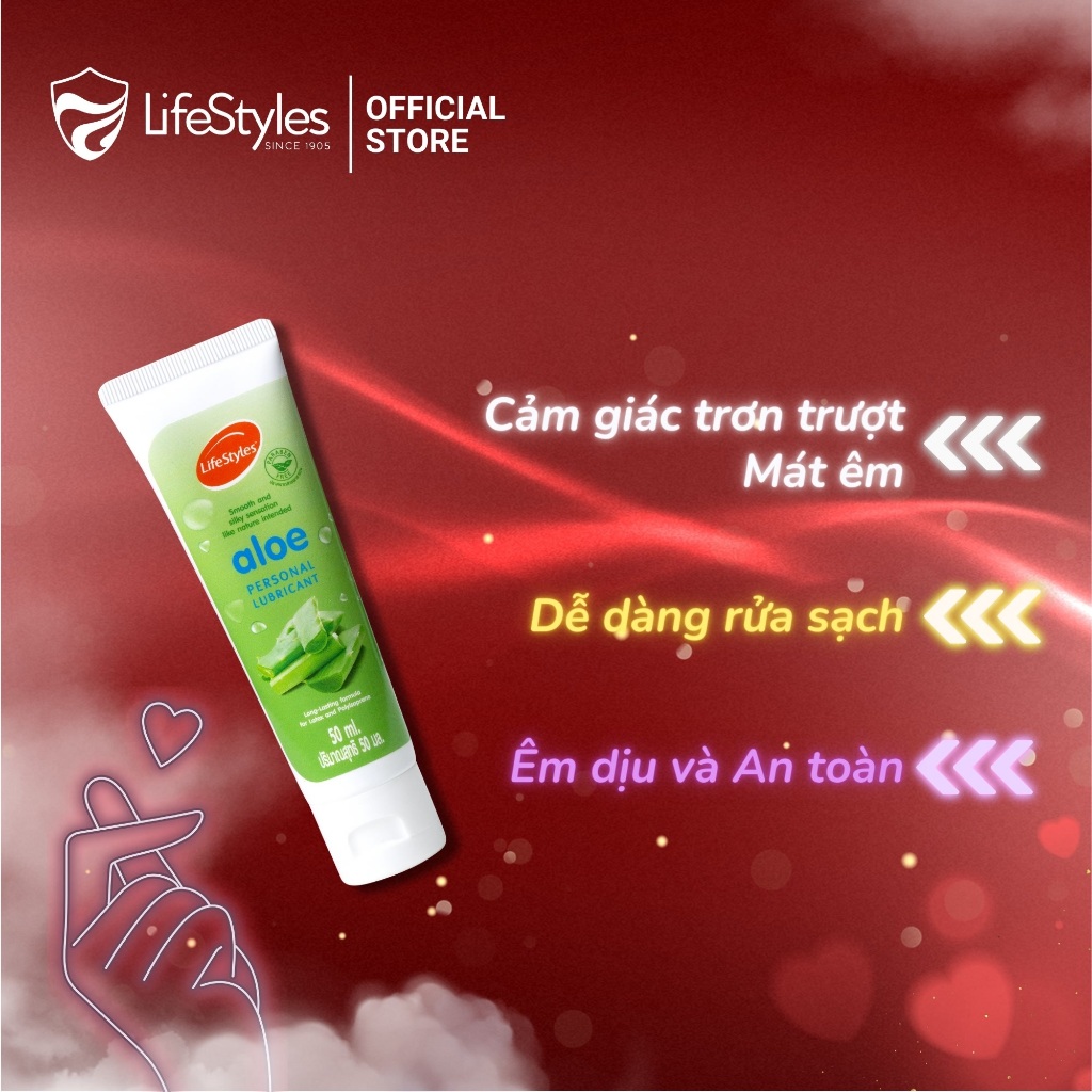 Gel bôi trơn LifeStyles Aloe Lubricant bôi trơn quan hệ gốc nước không chứa Paraben 50ml