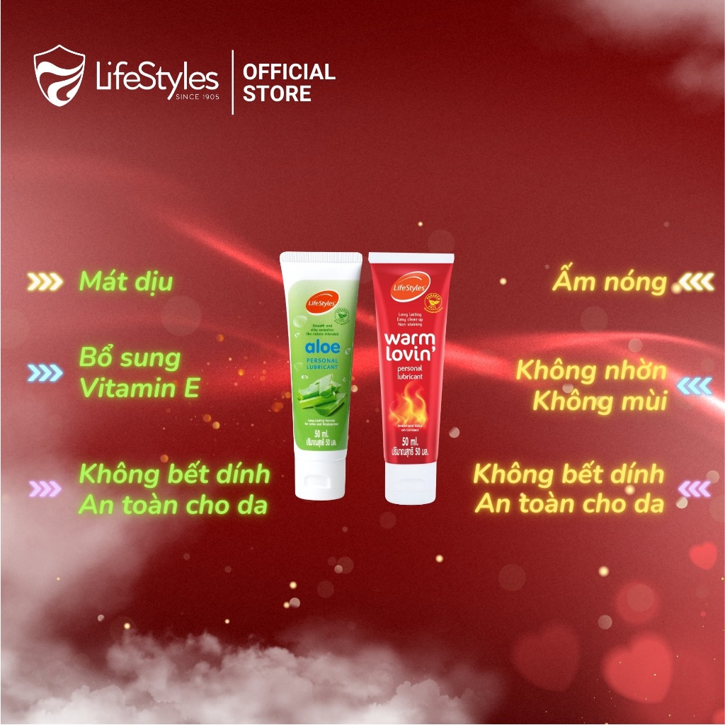 Gel bôi trơn LifeStyles Aloe Lubricant bôi trơn quan hệ gốc nước không chứa Paraben 50ml