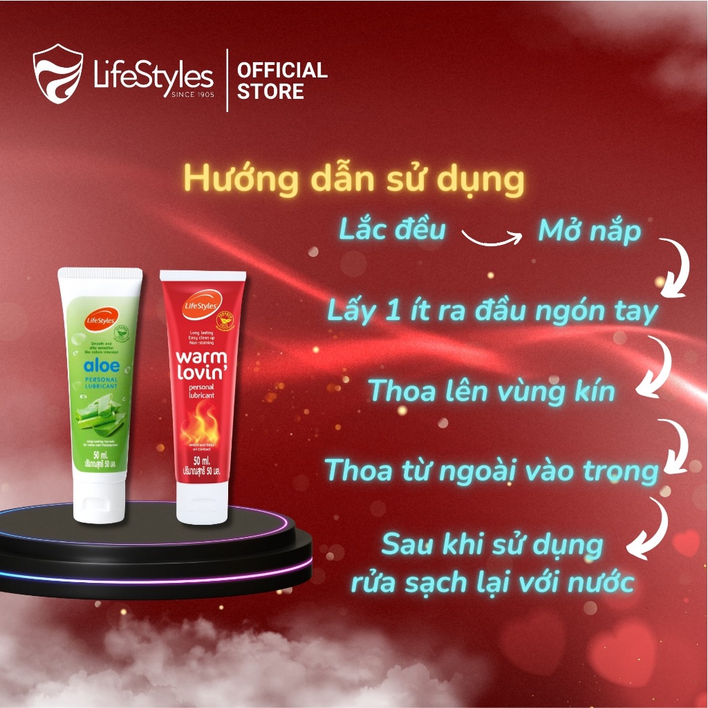 Gel bôi trơn LifeStyles Aloe Lubricant bôi trơn quan hệ gốc nước không chứa Paraben 50ml